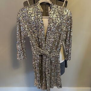 Zara Spring SS Silver Sequin Romper